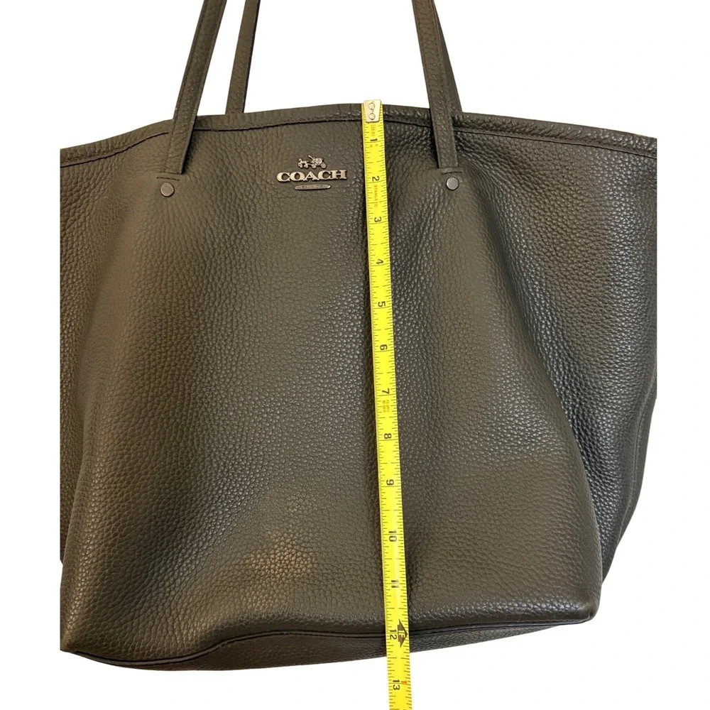 Coach Avenue Soft Tote Pebbled Leather Dark Olive Green/Gray Large Shoulder Bag